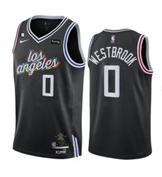 Men Los Angeles Clippers 0 Russell Westbrook Black 2022 23 City Edition With NO 6 Patch Stitched Jersey Men Los Angeles Clippers 0 Russell Westbrook Black 2022 23 City Edition With NO 6 Patch Stitched Jersey