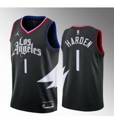 Men Los Angeles Clippers 1 James Harden Black Statement Edition Stitched Jersey II Men Los Angeles Clippers 1 James Harden Black Statement Edition Stitched Jersey II