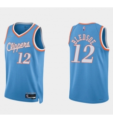 Men Los Angeles Clippers 12 Eric Bledsoe 2021 22 Blue 75th Anniversary City Edition Stitched Basketball Jersey Men Los Angeles Clippers 12 Eric Bledsoe 2021 22 Blue 75th Anniversary City Edition Stitched Basketball Jersey