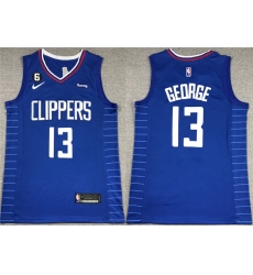 Men Los Angeles Clippers 13 Paul George Royal With NO 6 Patch Stitched Jersey Men Los Angeles Clippers 13 Paul George Royal With NO 6 Patch Stitched Jersey