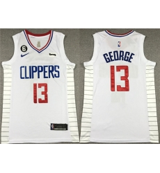 Men Los Angeles Clippers 13 Paul George White With NO 6 Patch Stitched Jersey Men Los Angeles Clippers 13 Paul George White With NO 6 Patch Stitched Jersey