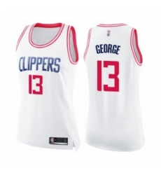 Womens Los Angeles Clippers 13 Paul George Swingman White Pink Fashion Basketball Jersey Womens Los Angeles Clippers 13 Paul George Swingman White Pink Fashion Basketball Jersey