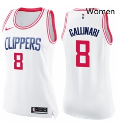 Womens Nike Los Angeles Clippers 8 Danilo Gallinari Swingman WhitePink Fashion NBA Jersey Womens Nike Los Angeles Clippers 8 Danilo Gallinari Swingman WhitePink Fashion NBA Jersey