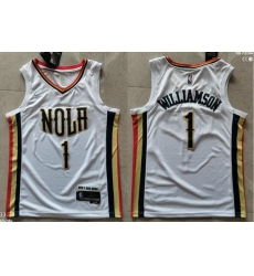 Men New Orleans Pelicans 1 Zion Williamson 75th Anniversary 2021 2022 City Edition NBA Jersey White Men New Orleans Pelicans 1 Zion Williamson 75th Anniversary 2021 2022 City Edition NBA Jersey White