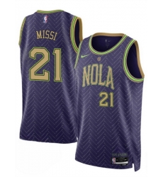 Men New Orleans Pelicans 21 Yves Missi Purple 2024 25 City Ediiton Stitched Basketball Jersey Men New Orleans Pelicans 21 Yves Missi Purple 2024 25 City Ediiton Stitched Basketball Jersey