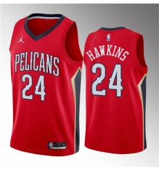 Men New Orleans Pelicans 24 Jordan Hawkins Red 2023 Draft Statement Edition Stitched Basketball Jersey Men New Orleans Pelicans 24 Jordan Hawkins Red 2023 Draft Statement Edition Stitched Basketball Jersey