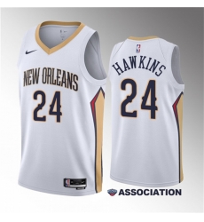 Men New Orleans Pelicans 24 Jordan Hawkins White 2023 Draft Association Edition Stitched Basketball Jersey Men New Orleans Pelicans 24 Jordan Hawkins White 2023 Draft Association Edition Stitched Basketball Jersey
