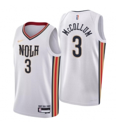 Men New Orleans Pelicans 3 C J McCollum 2021 22 White City Edition 75th Anniversary Stitched Jerse Men New Orleans Pelicans 3 C J McCollum 2021 22 White City Edition 75th Anniversary Stitched Jerse