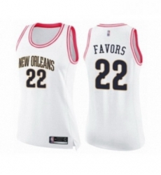 Womens New Orleans Pelicans 22 Derrick Favors Swingman White Pink Fashion Basketball Jersey Womens New Orleans Pelicans 22 Derrick Favors Swingman White Pink Fashion Basketball Jersey