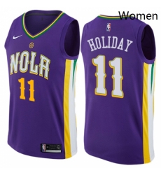 Womens Nike New Orleans Pelicans 11 Jrue Holiday Swingman Purple NBA Jersey City Edition Womens Nike New Orleans Pelicans 11 Jrue Holiday Swingman Purple NBA Jersey City Edition