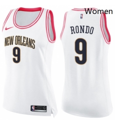 Womens Nike New Orleans Pelicans 9 Rajon Rondo Swingman WhitePink Fashion NBA Jersey Womens Nike New Orleans Pelicans 9 Rajon Rondo Swingman WhitePink Fashion NBA Jersey
