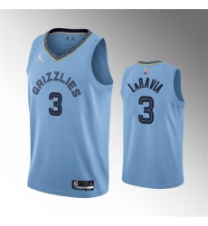 Men Memphis Grizzlies 3 Jake LaRavia Light Blue 75th Anniversary Statement Edition Stitched Basketball Jersey Men Memphis Grizzlies 3 Jake LaRavia Light Blue 75th Anniversary Statement Edition Stitched Basketball Jersey