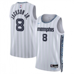 Men Memphis Grizzlies 8 Jaren Jackson Jr  White 2025 26 City Edition Stitched Basketball Jersey