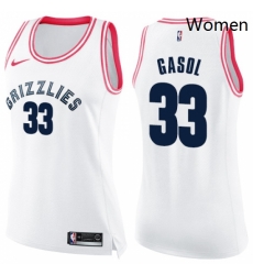 Womens Nike Memphis Grizzlies 33 Marc Gasol Swingman WhitePink Fashion NBA Jersey Womens Nike Memphis Grizzlies 33 Marc Gasol Swingman WhitePink Fashion NBA Jersey