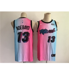 Men Men Miami Heat 13 Adebayo Blue and pink city Edition Nike 2021 NBA Jersey Men Men Miami Heat 13 Adebayo Blue and pink city Edition Nike 2021 NBA Jersey