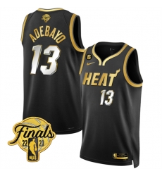 Men Miami Heat 13 Bam Adebayo Black Gold Edition 2023 Finals Collection With NO 6 Patch Stitched Basketball Jersey Men Miami Heat 13 Bam Adebayo Black Gold Edition 2023 Finals Collection With NO 6 Patch Stitched Basketball Jersey
