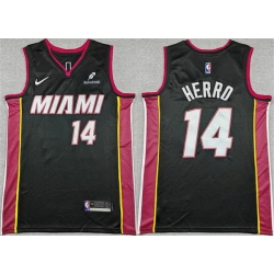 Men Miami Heat 14 Tyler Herro Black Icon Edition Stitched Basketball Jersey