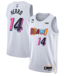 Men Miami Heat 14 Tyler Herro White 2022 23 City Edition With NO 6 Patch Stitched Jersey Men Miami Heat 14 Tyler Herro White 2022 23 City Edition With NO 6 Patch Stitched Jersey