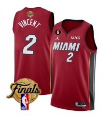 Men Miami Heat 2 Gabe Vincent Red 2023 Finals Statement Edition With NO 6 Patch Stitched Basketball Jersey Men Miami Heat 2 Gabe Vincent Red 2023 Finals Statement Edition With NO 6 Patch Stitched Basketball Jersey
