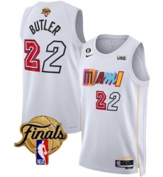 Men Miami Heat 22 Jimmy Butler White 2023 Finals City Edition With NO 6 Patch Stitched Basketball Jersey Men Miami Heat 22 Jimmy Butler White 2023 Finals City Edition With NO 6 Patch Stitched Basketball Jersey