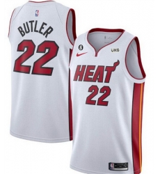 Men Miami Heat 22 Jimmy Butler White With NO 6 Patch Stitched Jersey Men Miami Heat 22 Jimmy Butler White With NO 6 Patch Stitched Jersey