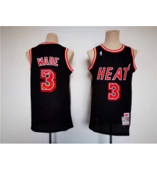 Men Miami Heat 3 Dwyane Wade Black Throwback Basketball Jersey Men Miami Heat 3 Dwyane Wade Black Throwback Basketball Jersey