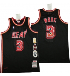 Men Miami Heat 3 Dwyane Wade Black honor Throwback Jerseys Men Miami Heat 3 Dwyane Wade Black honor Throwback Jerseys