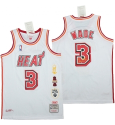 Men Miami Heat 3 Dwyane Wade White honor Throwback Jerseys Men Miami Heat 3 Dwyane Wade White honor Throwback Jerseys
