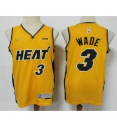 Men Miami Heat 3 Dwyane Wade Yellow Nike Swingman 2021 Earned Edition Stitched Jersey With NEW Sponsor Logo Men Miami Heat 3 Dwyane Wade Yellow Nike Swingman 2021 Earned Edition Stitched Jersey With NEW Sponsor Logo
