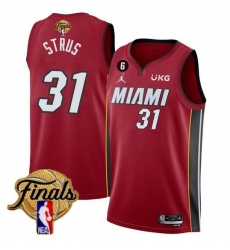 Men Miami Heat 31 Max Strus Red 2023 Finals Statement Edition With NO 6 Patch Stitched Basketball Jersey Men Miami Heat 31 Max Strus Red 2023 Finals Statement Edition With NO 6 Patch Stitched Basketball Jersey