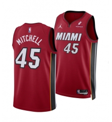 Men Miami Heat 45 Davion Mitchell Red 2025 Statement Edition Swingman Stitched Basketball Jersey Men Miami Heat 45 Davion Mitchell Red 2025 Statement Edition Swingman Stitched Basketball Jersey
