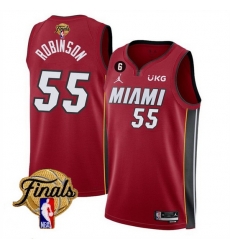 Men Miami Heat 55 Duncan Robinson Red 2023 Finals Statement Edition With NO 6 Patch Stitched Basketball Jersey Men Miami Heat 55 Duncan Robinson Red 2023 Finals Statement Edition With NO 6 Patch Stitched Basketball Jersey