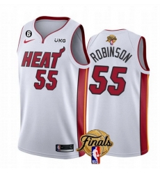 Men Miami Heat 55 Duncan Robinson White 2023 Finals Association Edition With NO 6 Patch Stitched Basketball Jersey Men Miami Heat 55 Duncan Robinson White 2023 Finals Association Edition With NO 6 Patch Stitched Basketball Jersey