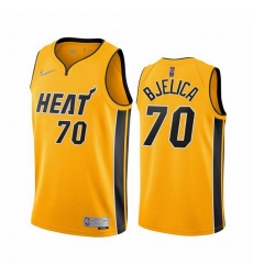 Men Miami Heat 70 Nemanja Bjelica Yellow NBA Swingman 2020 21 Earned Edition Jersey Men Miami Heat 70 Nemanja Bjelica Yellow NBA Swingman 2020 21 Earned Edition Jersey