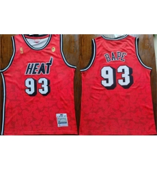 Men Miami Heat 93 Bape Red Throwback Basketball Jersey Men Miami Heat 93 Bape Red Throwback Basketball Jersey