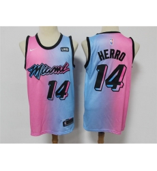 Men Nike Miami Heat 14 Tyler Herro Blue Pink Nike 2021 City Edition Swingman Jersey Men Nike Miami Heat 14 Tyler Herro Blue Pink Nike 2021 City Edition Swingman Jersey