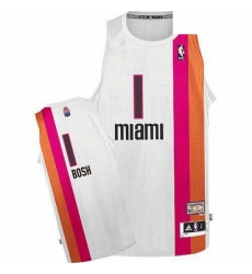 Mens Adidas Miami Heat 1 Chris Bosh Authentic White ABA Hardwood Classic NBA Jersey Mens Adidas Miami Heat 1 Chris Bosh Authentic White ABA Hardwood Classic NBA Jersey