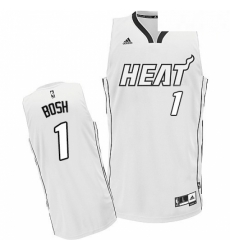 Mens Adidas Miami Heat 1 Chris Bosh Swingman White On White NBA Jersey Mens Adidas Miami Heat 1 Chris Bosh Swingman White On White NBA Jersey