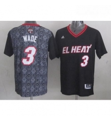 Mens Adidas Miami Heat 3 Dwyane Wade Authentic Black New Latin Nights NBA Jersey Mens Adidas Miami Heat 3 Dwyane Wade Authentic Black New Latin Nights NBA Jersey