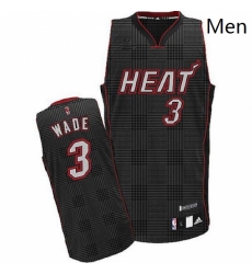 Mens Adidas Miami Heat 3 Dwyane Wade Authentic Black Rhythm Fashion NBA Jersey Mens Adidas Miami Heat 3 Dwyane Wade Authentic Black Rhythm Fashion NBA Jersey