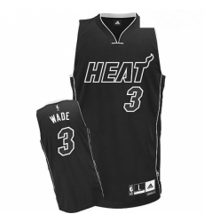 Mens Adidas Miami Heat 3 Dwyane Wade Authentic Black Shadow NBA Jersey Mens Adidas Miami Heat 3 Dwyane Wade Authentic Black Shadow NBA Jersey