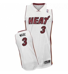 Mens Adidas Miami Heat 3 Dwyane Wade Authentic White Home NBA Jersey Mens Adidas Miami Heat 3 Dwyane Wade Authentic White Home NBA Jersey