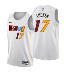 Men's Miami Heat #17 P.J. Tucker 2022-23 White City Edition Stitched Jersey Men's Miami Heat #17 P.J. Tucker 2022-23 White City Edition Stitched Jersey