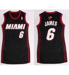 Women NBA Heat 6 LeBron James Black Dress NBA Jersey Women NBA Heat 6 LeBron James Black Dress NBA Jersey