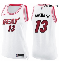 Womens Nike Miami Heat 13 Edrice Adebayo Swingman WhitePink Fashion NBA Jersey Womens Nike Miami Heat 13 Edrice Adebayo Swingman WhitePink Fashion NBA Jersey