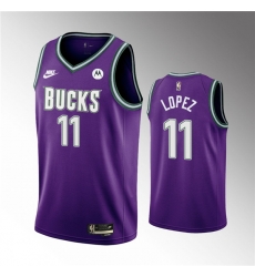 Men Milwaukee Bucks 11 Brook Lopez 2022 23 Purple Classic Edition Swingman Stitched Basketball Jersey Men Milwaukee Bucks 11 Brook Lopez 2022 23 Purple Classic Edition Swingman Stitched Basketball Jersey