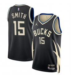 Men Milwaukee Bucks 15 Tyler Smith Black 2024 Draft Statement Edition Stitched Basketball Jersey Men Milwaukee Bucks 15 Tyler Smith Black 2024 Draft Statement Edition Stitched Basketball Jersey