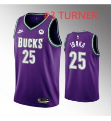 Men Milwaukee Bucks #3 Myles Turner Purple Stitched NBA Jersey