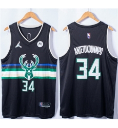 Men Milwaukee Bucks 34 Giannis Antetokounmpo Black Stitched Basketball Jersey Men Milwaukee Bucks 34 Giannis Antetokounmpo Black Stitched Basketball Jersey