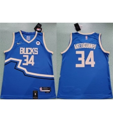 Men Milwaukee Bucks 34 Giannis Antetokounmpo Royal 2024 25 City Edition Stitched Basketball Jersey Men Milwaukee Bucks 34 Giannis Antetokounmpo Royal 2024 25 City Edition Stitched Basketball Jersey